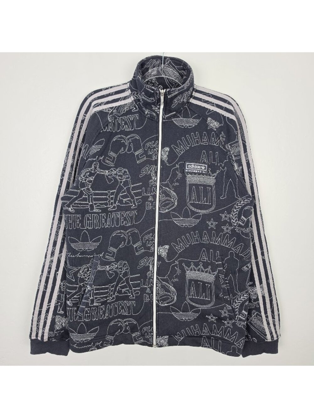 Adidas x Muhammad Ali SAMPLE Embroidered Fleece Jacket Boxing Black Size M